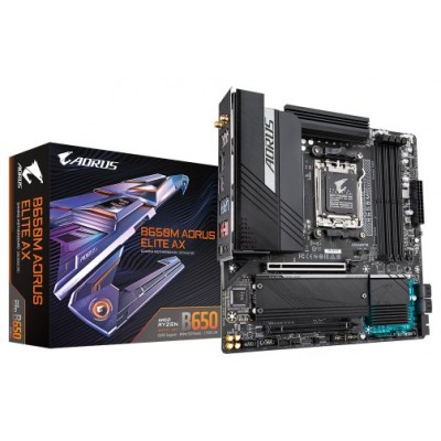 PLACA GIGABYTE B650M AORUS ELITE AX,AMD,AM5,B650,4DDR5,128GB,HDMI+DP,6SATA3+2M.2,2.5GBE+WIFI6E+BT5.3,7USB3.2,MATX (Espera 4 dias)